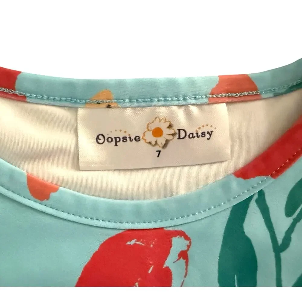 Oopsie Daisy Girls Floral and Stripe Rash Guard Shirt Size 7